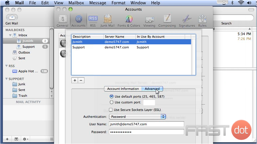 manage outgoing mail servers in Apple Mail