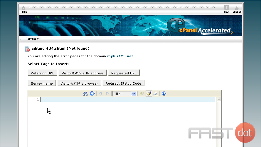 Custom error pages in cPanel