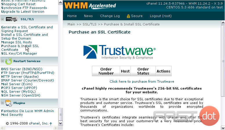 Once you've placed an order with Trustwave, you should be able to view its status here.