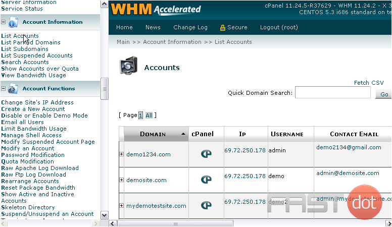 Access cPanel accounts in WHM