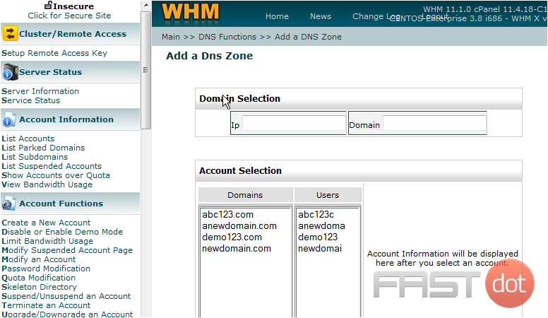 This is the screen where you can add new DNS zones, but we're not going to do that in this tutorial