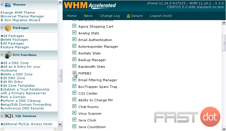 Manage Feature Lists in WHM