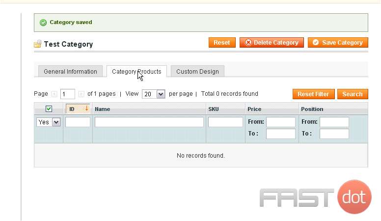 8) You can see what products are in this category by clicking the Category Products tab