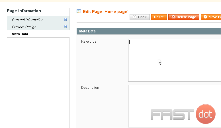 8) Enter any keywords for this page separating each one with a space