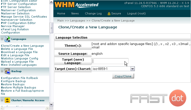 Manage Languages in WHM