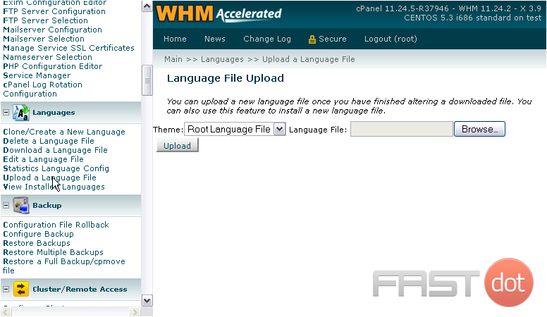 14) Next, take a look at the language upload page.