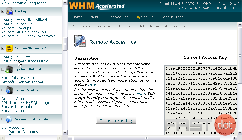 Here is your current access key, in the greyed-out textarea at right.