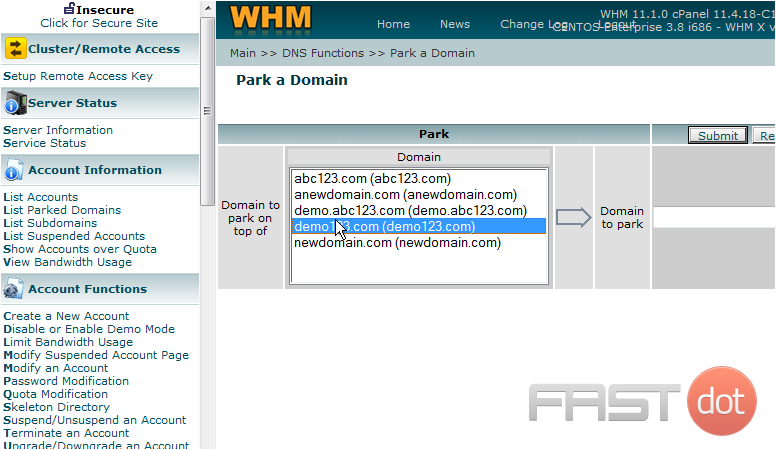 3) Select the existing domain here