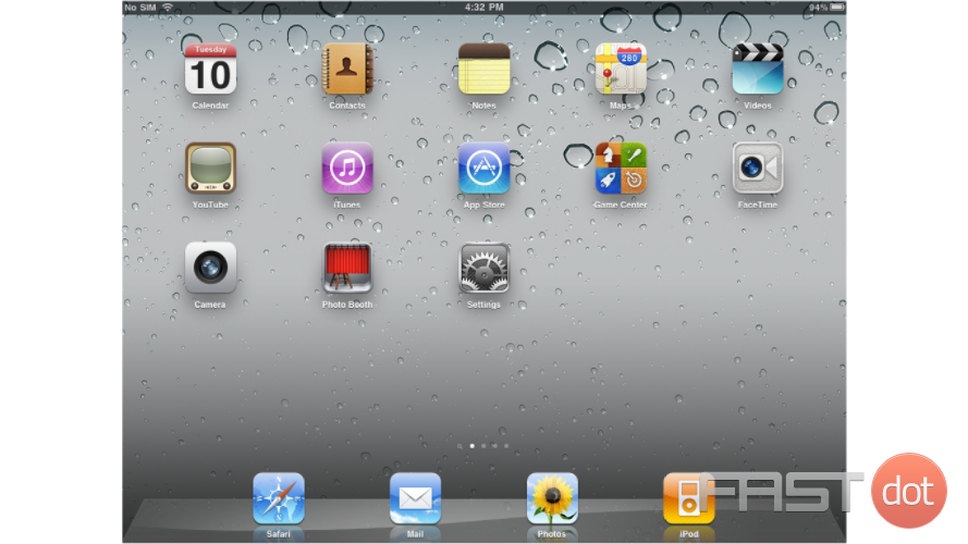6) Let's return to the home screen by pressing the Home button on the iPad