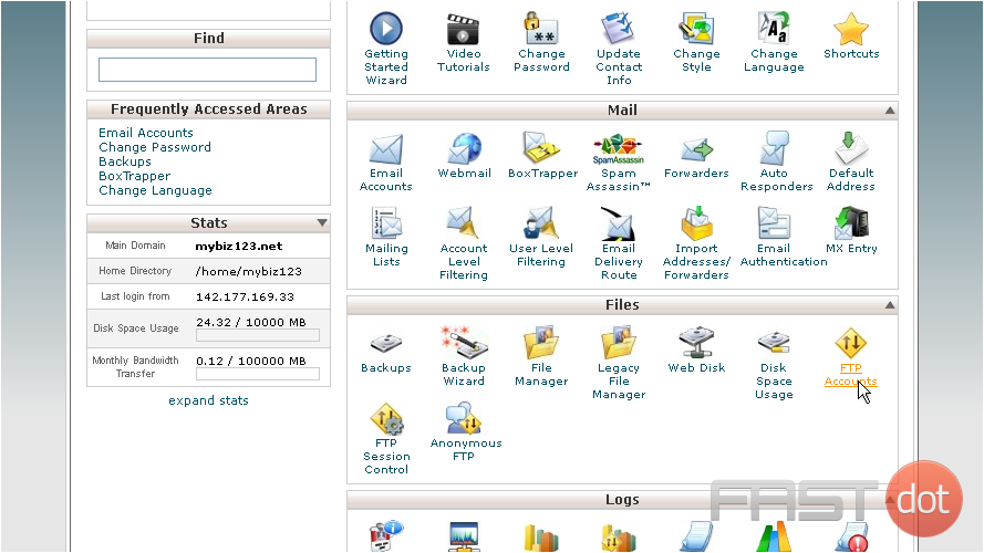 Create FTP accounts in cPanel