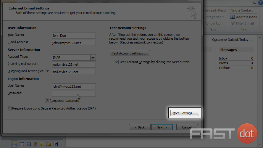 13) Then click the "More Settings" button.