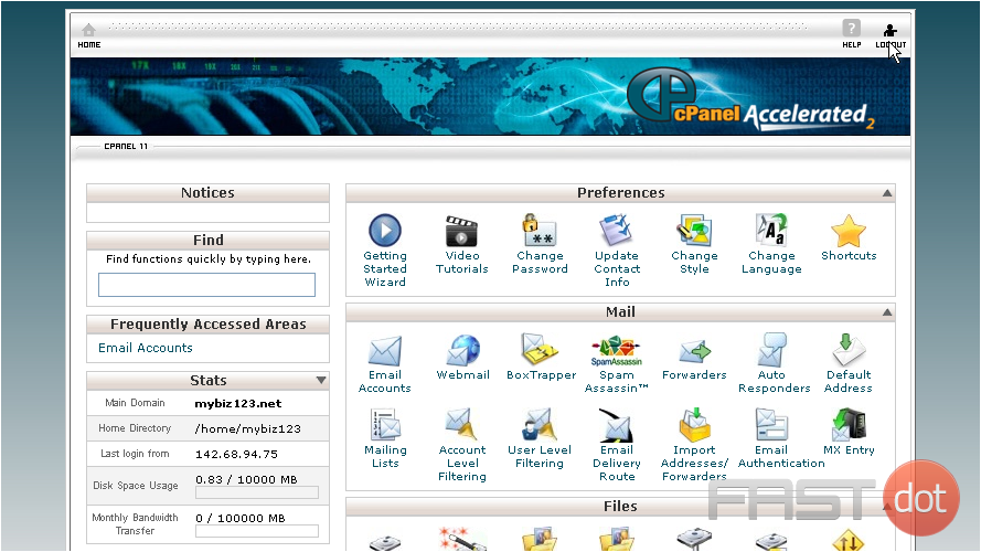 4) To logout of cPanel, click the logout icon here