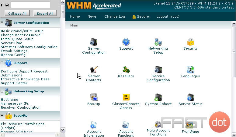 Select a different package for an account in WHM
