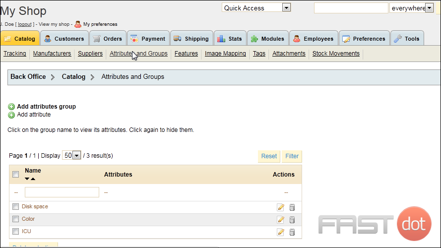 3) Click Add attributes group.