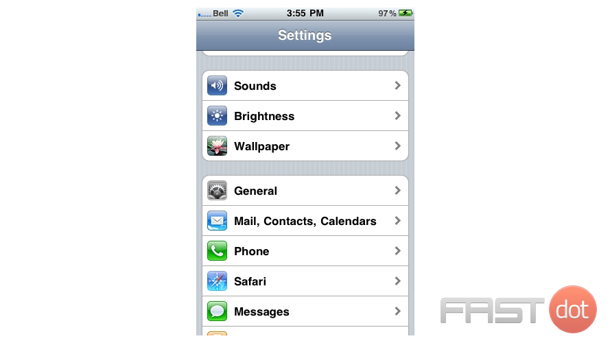2) Then select "Mail, Contacts, Calendars".