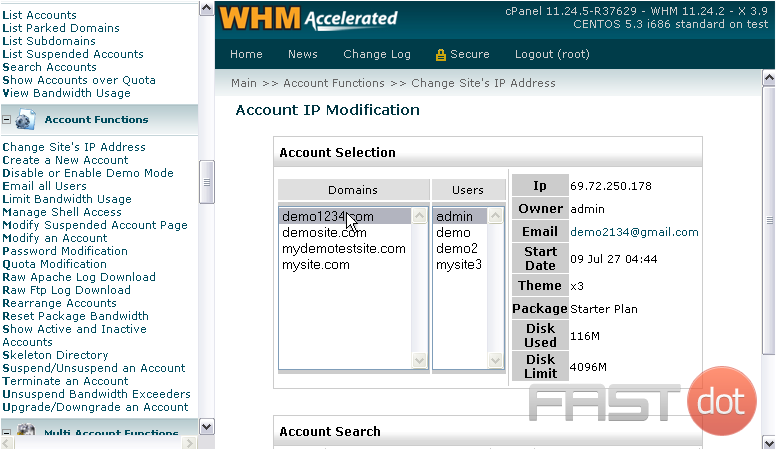 Change an IP address in WHM
