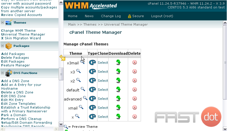 Manage Themes in WHM