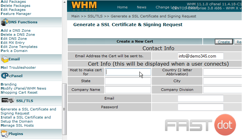 Installing an SSL certificate in WHM