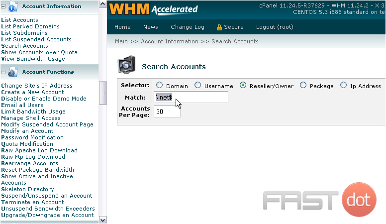 4) In Match, enter a value that will be used to search through the accounts' selectors.