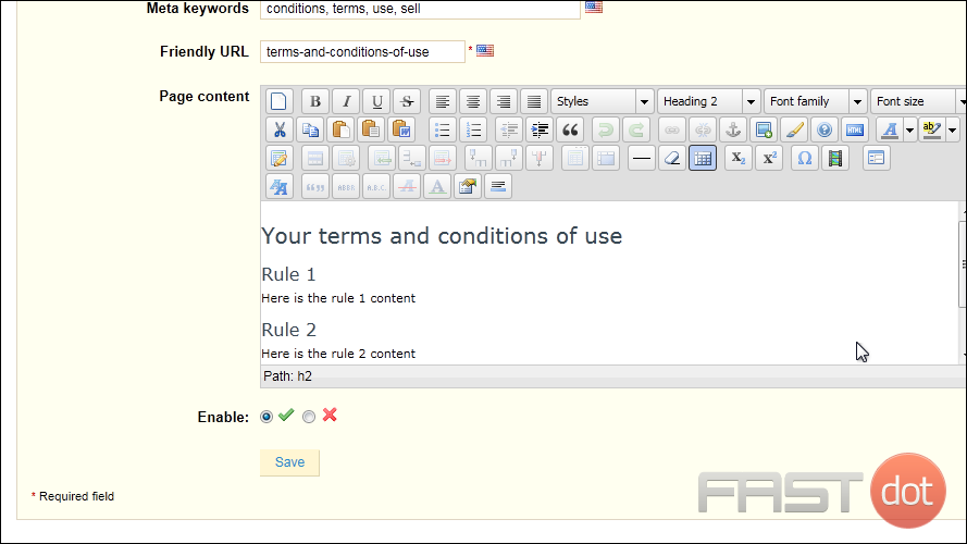 7) Type in this box and use the WYSIWYG editor to format your page.