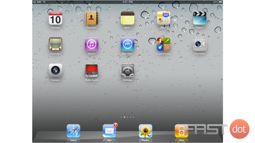 7) Let's return to the home screen by pressing the Home button on the iPad.
