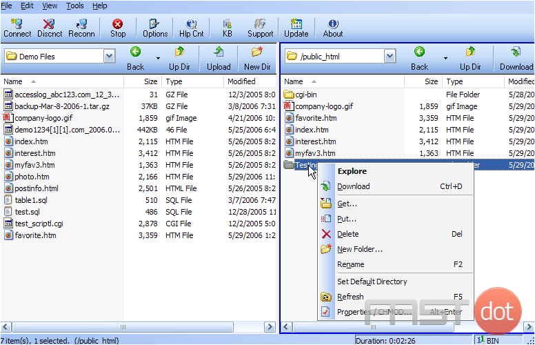 7) To delete a folder (or file), simply right-click it.....