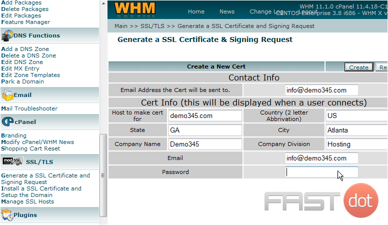 Installing an SSL certificate in WHM