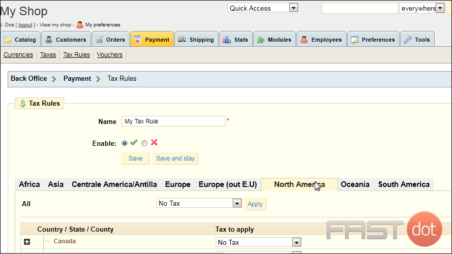 12) Select the continent where the country or state is located from these tabs at the top.