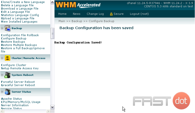 Your backup configuration has been saved!