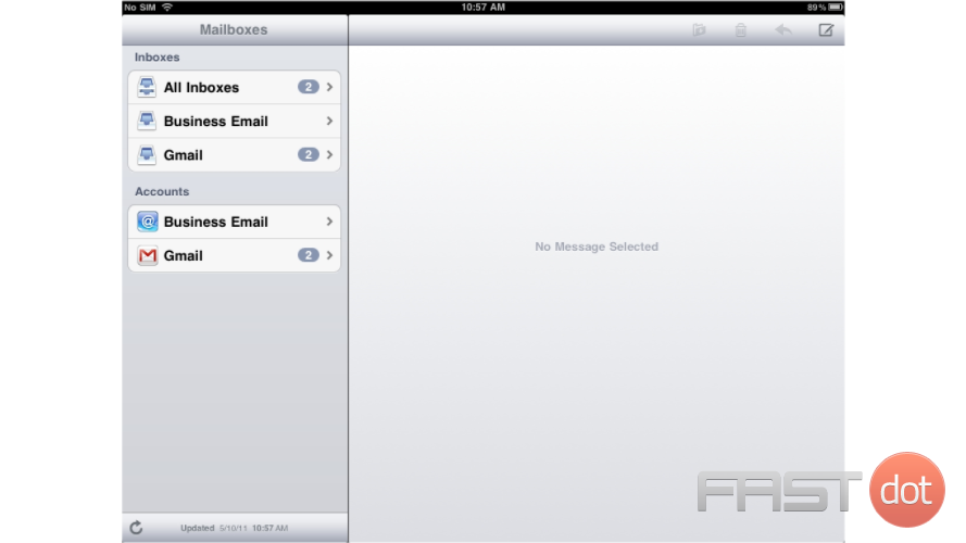 If you have multiple email accounts setup in your iPad, they'll all be listed here. Select the Gmail account we just setup...