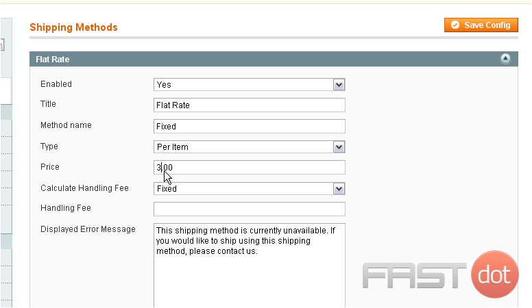 11) You can edit options such as the price of flat rate shipping