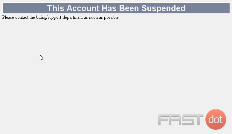 Here's the default suspended page...