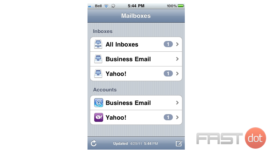 10) If you have multiple email accounts setup in your iPhone, they'll all be listed here. Select the Yahoo! account we just setup...
