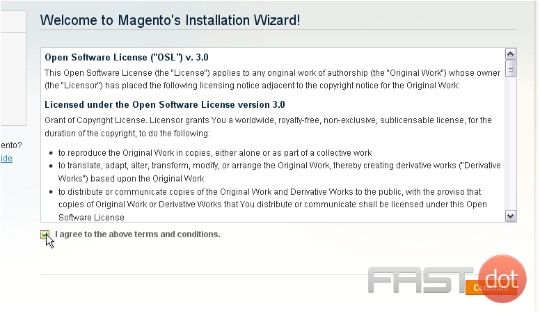 18) You must agree to the terms and conditions in order to install Magento