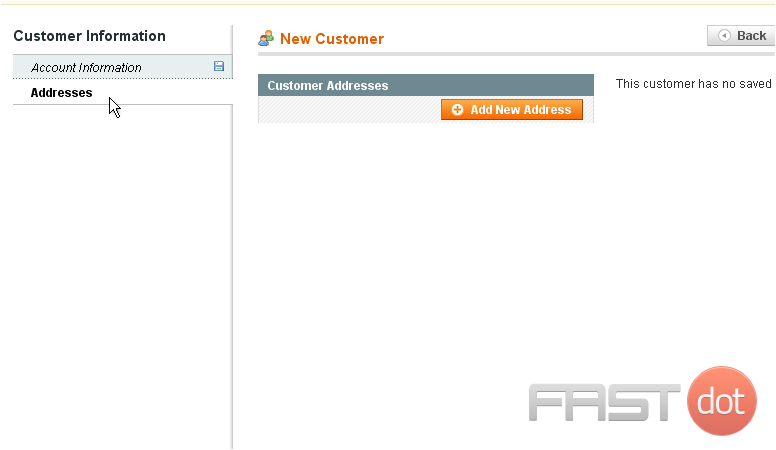19) Add a new address for this customer by clicking this button
