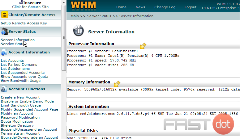 Check your Server Status in WHM
