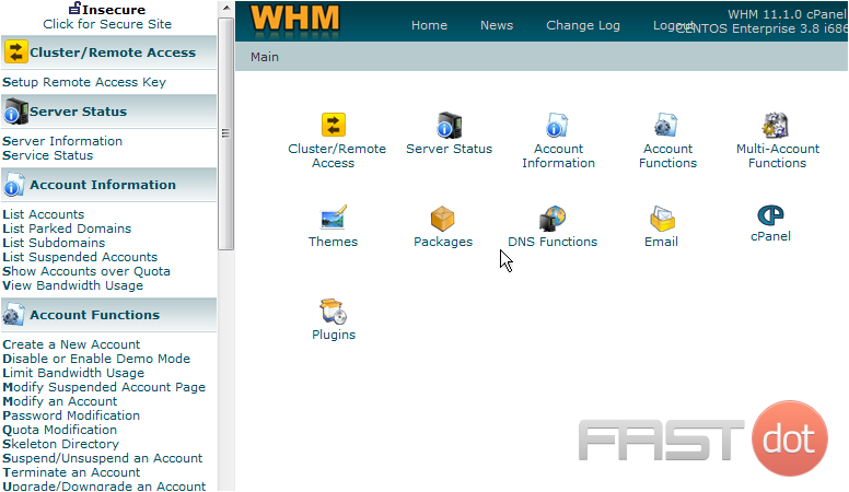 4) When you're finished with WHM, simply close your browser, or click the logout link