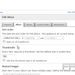 Edit album properties in Gallery2