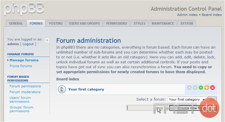 create a forum in phpBB