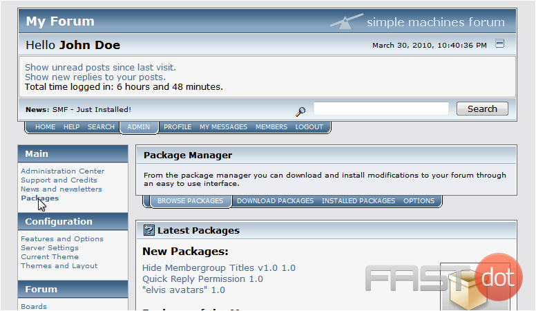 Install packages in SMF