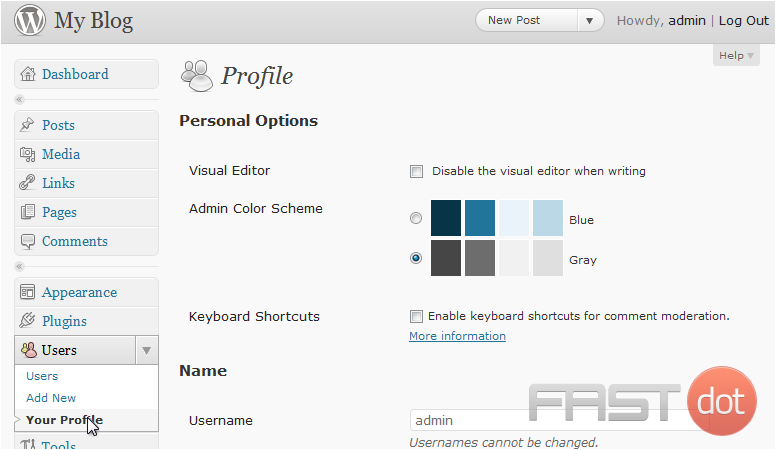 Edit your profile in WordPress