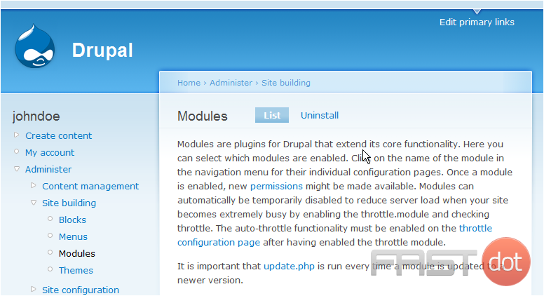 Manage modules in Drupal