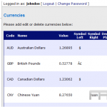 Configure currency in CubeCart