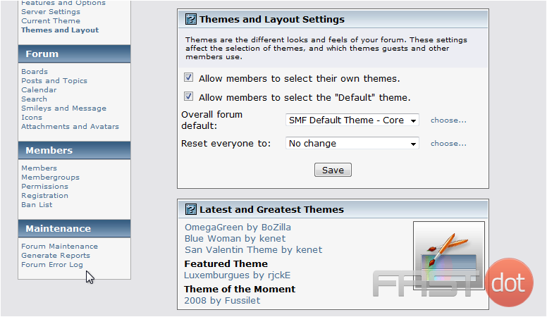 Install themes in SMF
