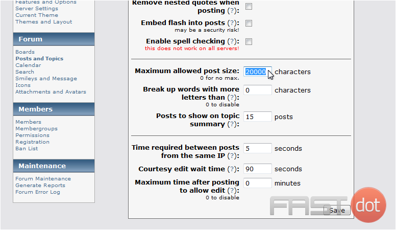 edit settings related to posts in SMF