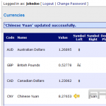 Configure currency in CubeCart