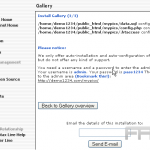 Install Gallery2 from Fantastico
