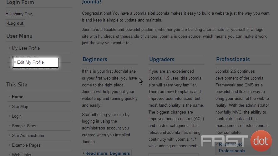Edit your Joomla user profile