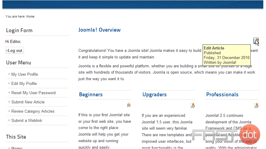 User types in Joomla