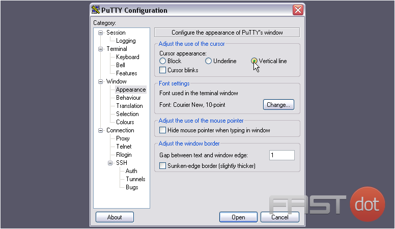 Change the appearance of PuTTY